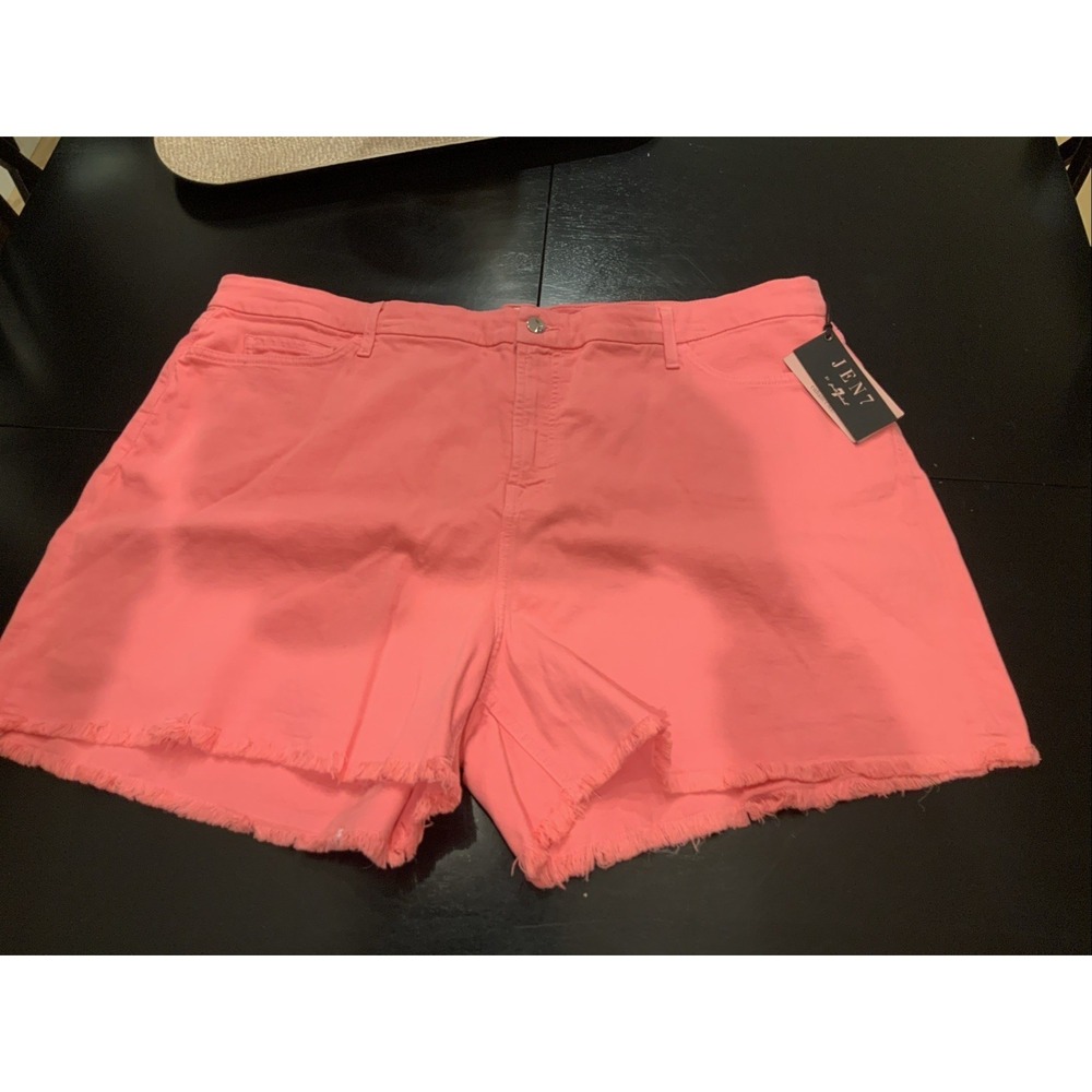 Jen 7 By 7 For All Mankind Shorts Size 24 Fringe Hem Coral High Rise NWT